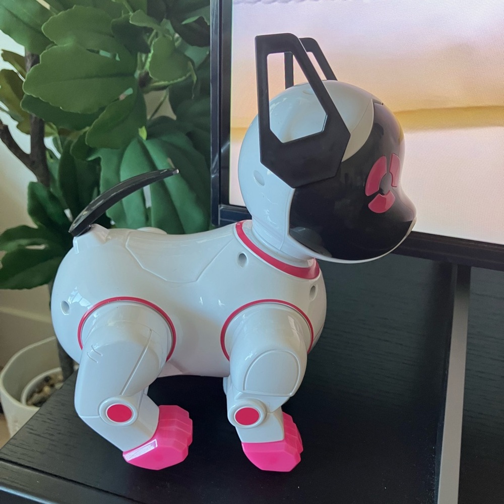 Robotic Dog Toy with Pink Accents